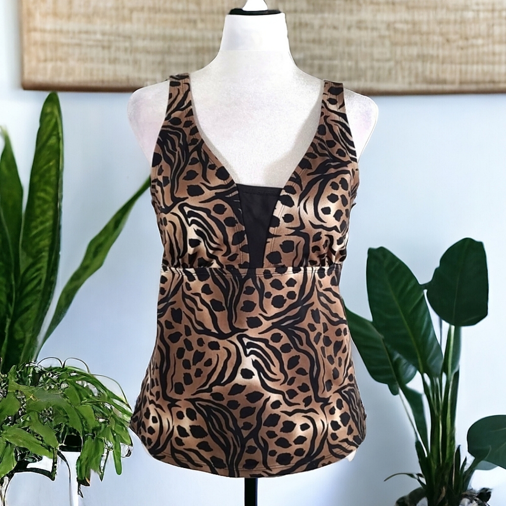 Jaclyn Smith Women's Leopard Print Mesh Top Size 10